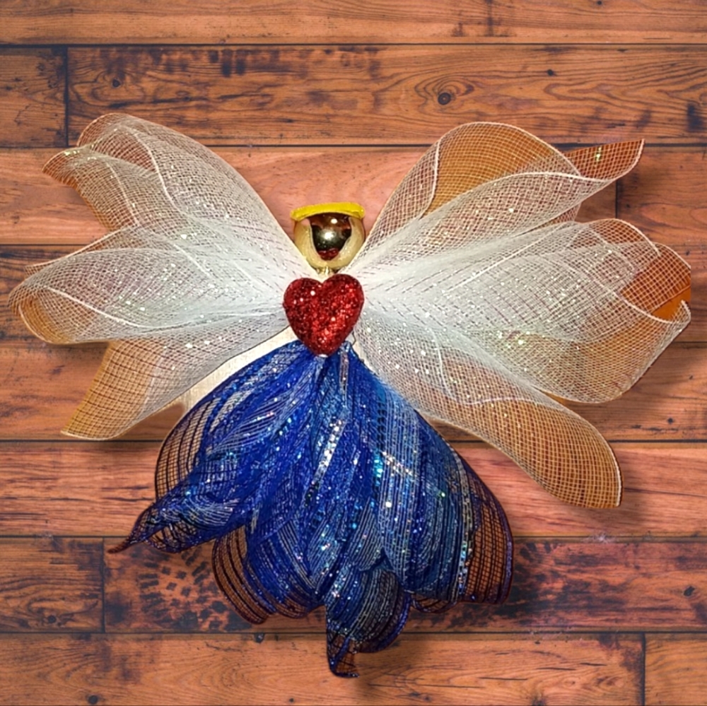 HANDMADE DECO MESH ANGEL wreath
